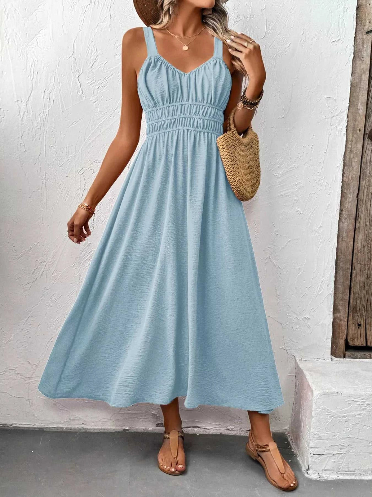 Sleeveless Smocked Casual Midi Dress 100100225131528 33 Affordable Fashion Under $100 Jerry's Apparel 
