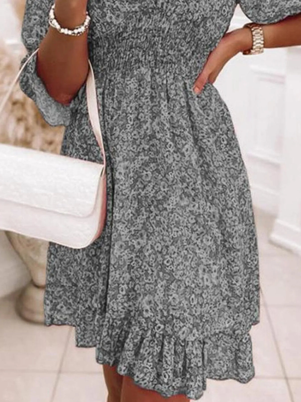 Full Size Ruffled Hem Floral Dress Plus Size