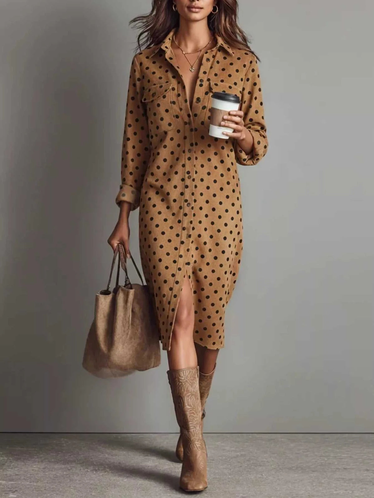 Polka Dot Button-Down Midi Dress 100100224916883 34 Gifts for Her Jerry's Apparel 