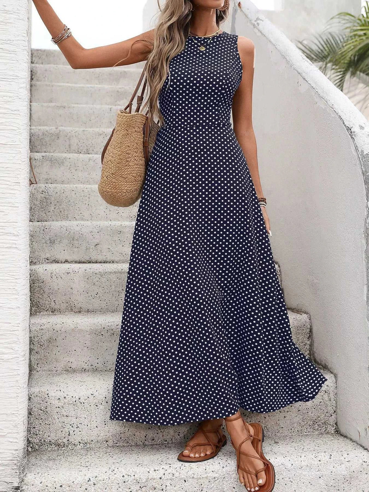 Sleeveless Polka Dot Maxi Dress 100100510800642 32 Gifts for Her Jerry's Apparel 