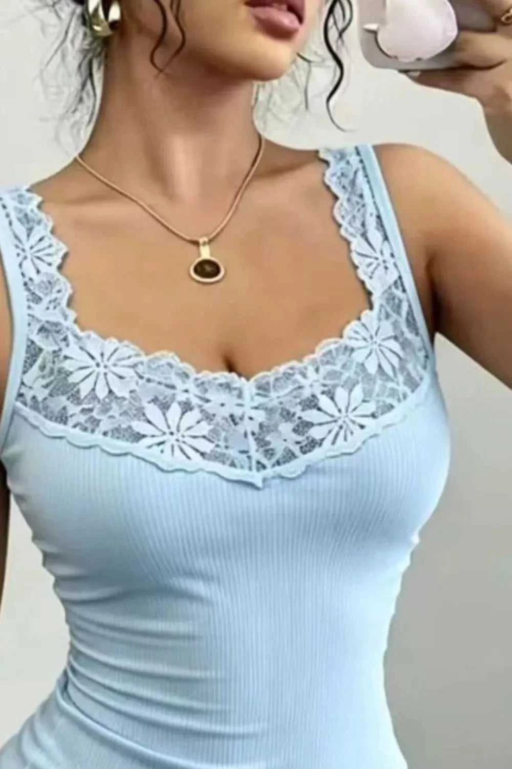 Lace Trim Fitted Tank Top 100100409026667 21 Affordable Fashion Under $100 Jerry's Apparel 
