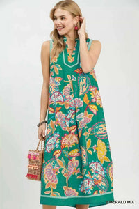 Umgee Paisley Floral Sleeveless Midi Dress 100100180051499 66 Affordable Fashion Under $100 Jerry's Apparel 