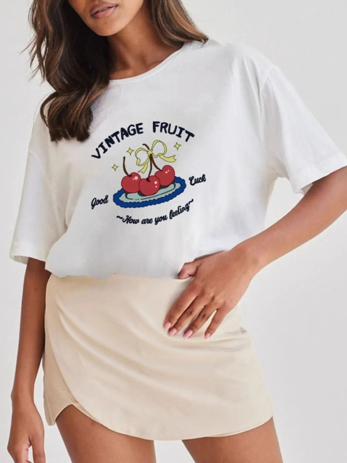 Plus Size Fruit Graphic Round Neck T-Shirt