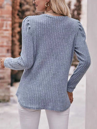 Ribbed Knit Puff Sleeve T-Shirt 100100962471478 28 Affordable Fashion Under $100 Jerry's Apparel 