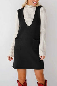 Lovelet Pocketed V-Neck Mini Sweater Overall Dress 100100283761487 35 Affordable Fashion Under $100 Jerry's Apparel 