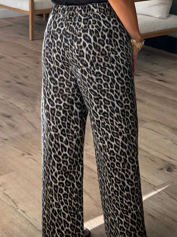 Leopard Straight Loose Leg Jeans 100100653573657 66 Seasonal Fashion Collections Jerry's Apparel 