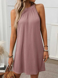 Textured Grecian Neck Mini Dress 100100516101866 24 Affordable Fashion Under $100 Jerry's Apparel 
