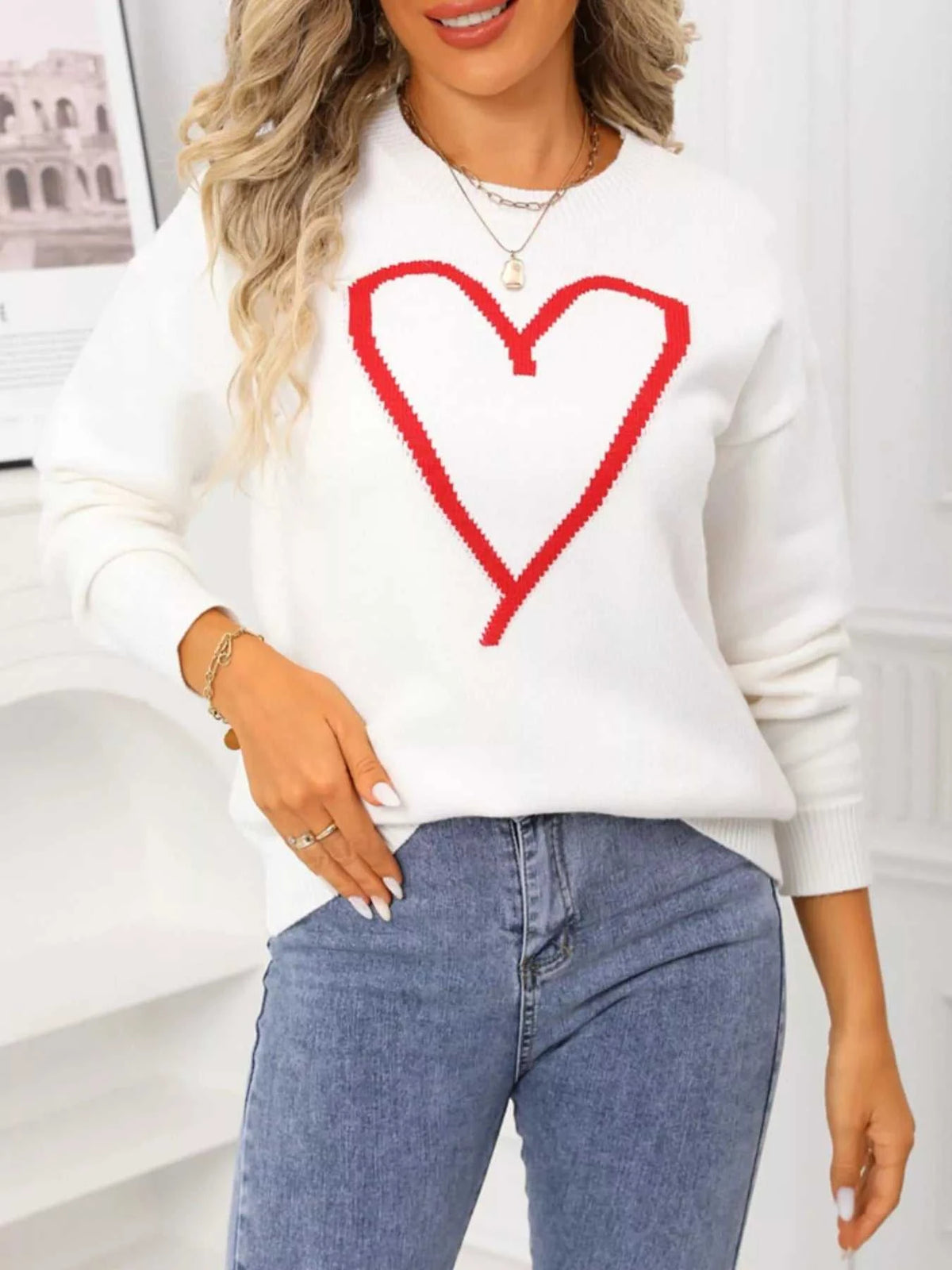 Valentine's Day Heart Graphic Dropped Shoulder Sweater 100100820549712 49 Affordable Fashion Under $100 Jerry's Apparel 