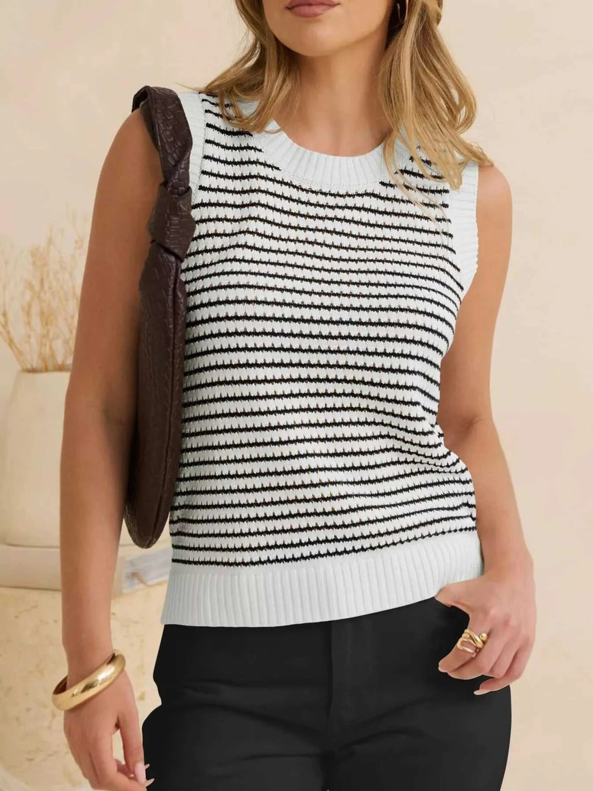 Striped Knit Sweater Vest 100100265130873 35 Affordable Fashion Under $100 Jerry's Apparel 