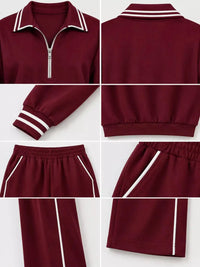 Striped Half Zip Top and Pants Set 101001673461092 67 Gifts for Her Jerry's Apparel 