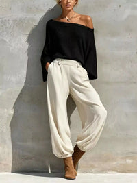 One-Shoulder Knit Top and High-Waisted Pants Set 101001302987869 58 Women's Pants Set Gifts for Her Jerry's Apparel 