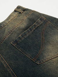 Men's Washed High-Waist Baggy Denim Shorts