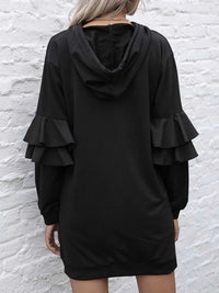 Ruffled Drawstring Long Sleeve Hooded Dress 100100539280670 42 Affordable Fashion Under $100 Jerry's Apparel 