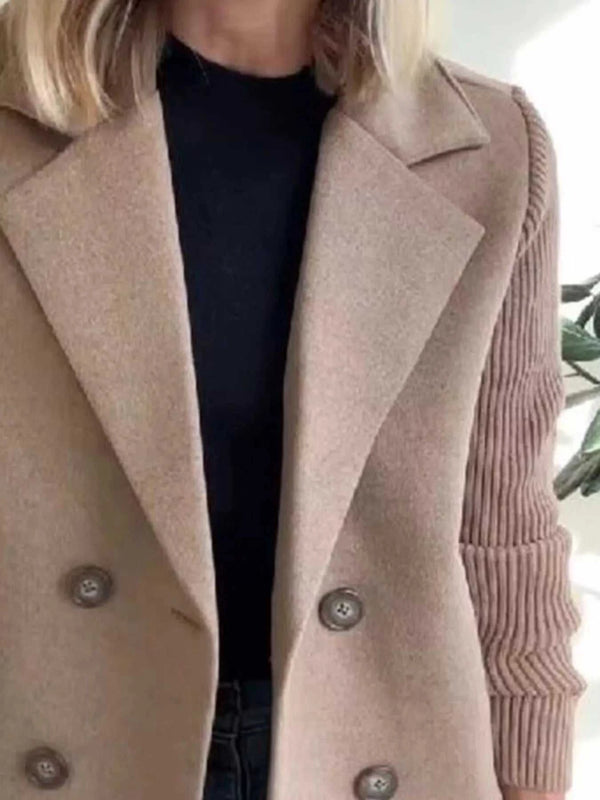 Full Size Knitted Sleeve Wool Blend Double-Breasted Blazer Plus Size 100100695520527 42 Affordable Fashion Under $100 Jerry's Apparel 