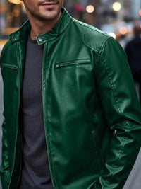 Men's Full Size Faux Leather Bomber Jacket with Zipper Pockets Plus Size 100400798610122 70 Affordable Fashion Under $100 Jerry's Apparel 