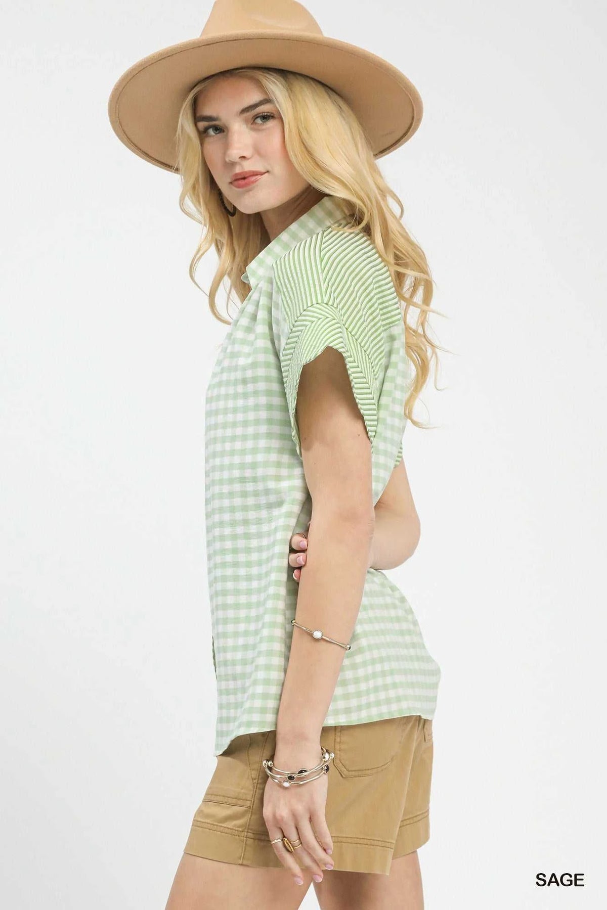 Mixed Gingham Short Sleeve Shirt 100100185101798 49 Affordable Fashion Under $100 Jerry's Apparel 