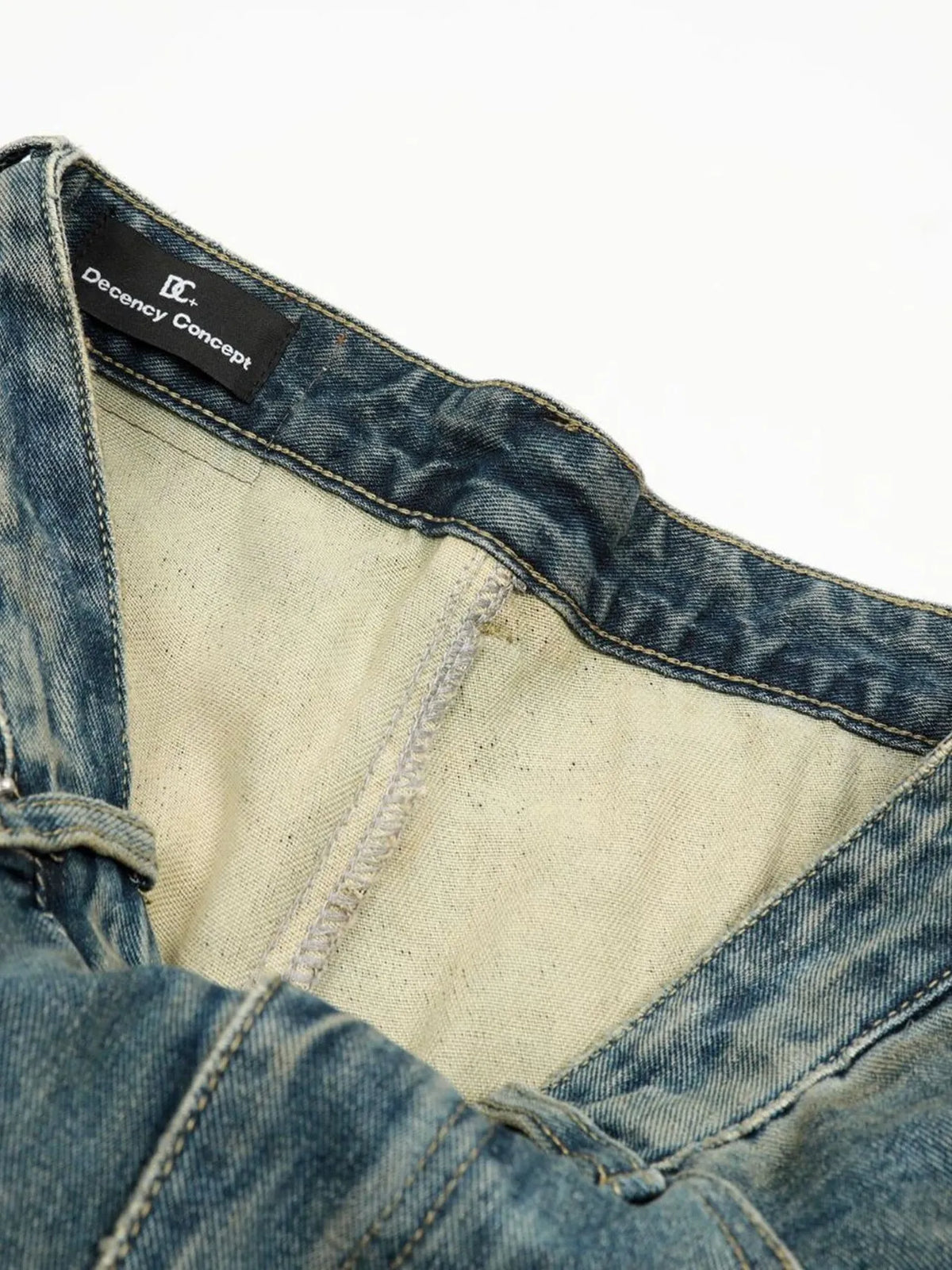 Men's Distressed Camo Patchwork Denim Shorts