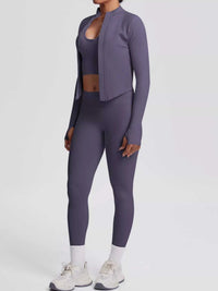 Tank & Zip-Up Jacket and Leggings Three-Piece Active Set 101006896695096 129 Comfortable Weekend Sets Jerry's Apparel 