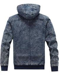 Men's Plus Size Zip Up Hooded Denim Jacket 100400617013607 115 Fashion Forward Plus Size Clothing Jerry's Apparel 