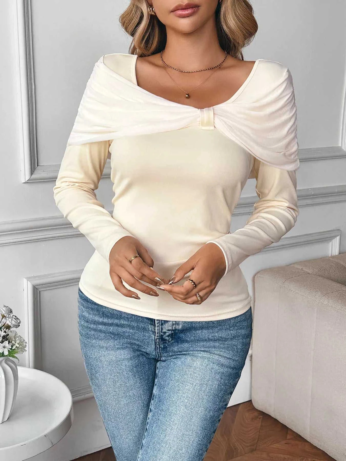 Bow Long Sleeve T-Shirt 100100546481960 37 Affordable Fashion Under $100 Jerry's Apparel 