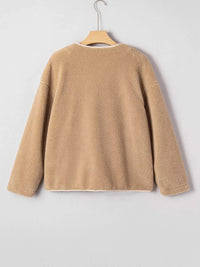 Casual Leopard Print Accent Plush Jacket with Pockets 100100351543106 61 Affordable Fashion Under $100 Jerry's Apparel 