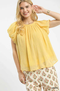 Umgee Crinkle Flutter Sleeve Peasant Top 100100417091501 51 Affordable Fashion Under $100 Jerry's Apparel 