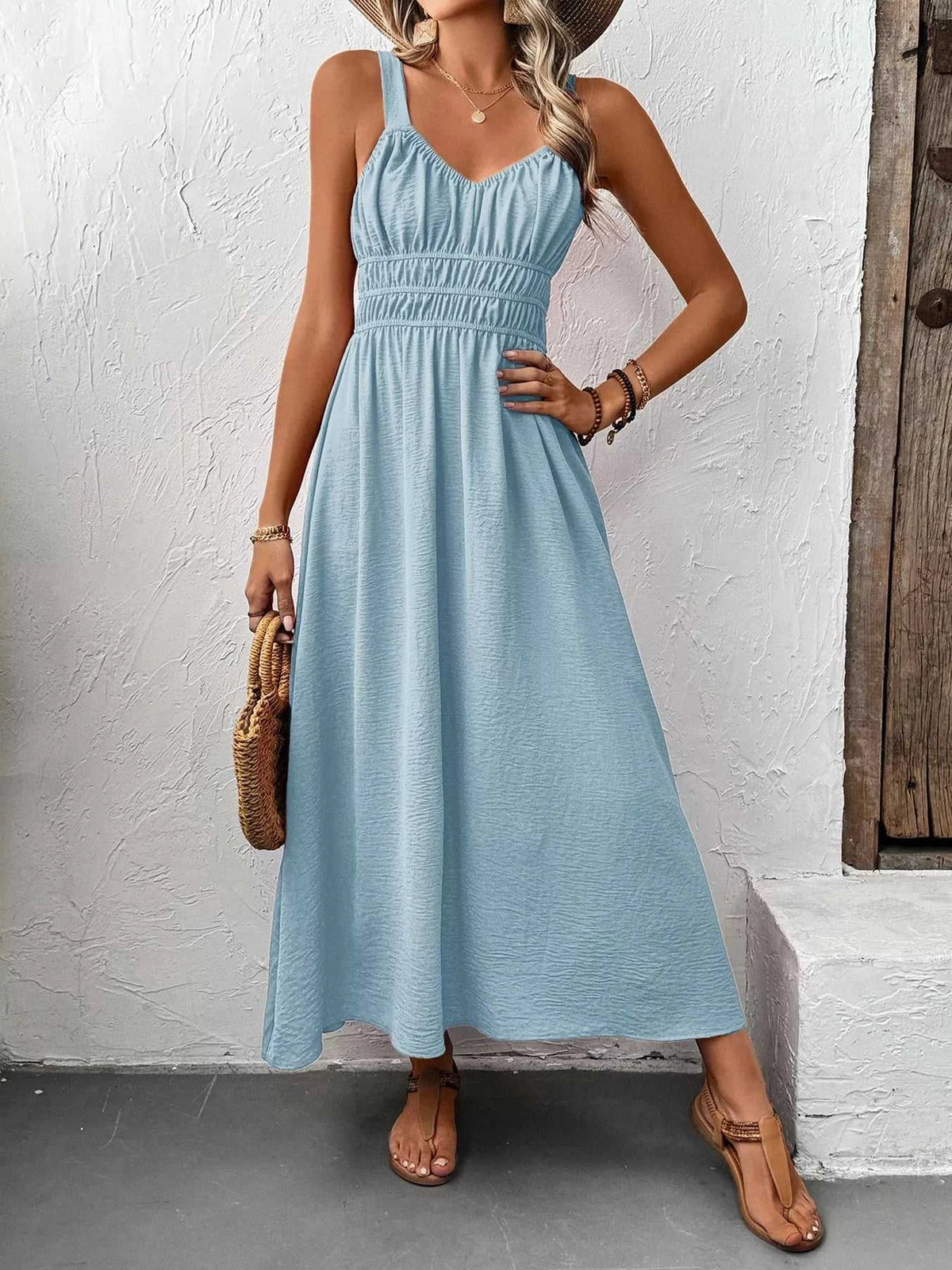 Sleeveless Smocked Casual Midi Dress 100100225131528 33 Affordable Fashion Under $100 Jerry's Apparel 