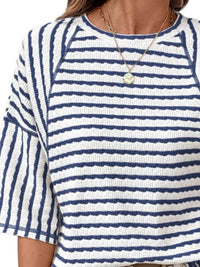 Casual Striped Raglan Sleeve Textured T-Shirt 101001019077269 38 Affordable Fashion Under $100 Jerry's Apparel 