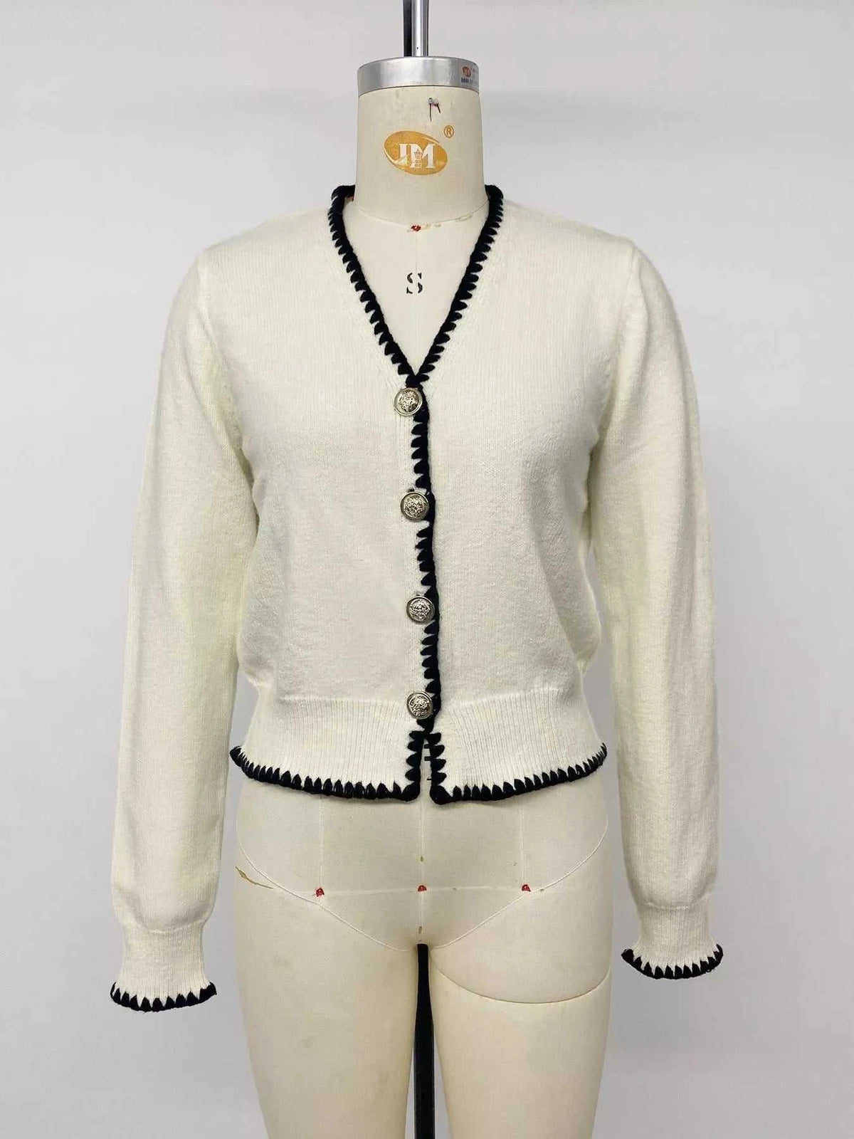 Contrast Trim V-Neck Button-Down Cardigan 101002872931400 55 Affordable Fashion Under $100 Jerry's Apparel 