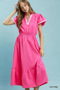 Umgee Contrast Trim Midi Dress with Tiered Ruffle Hem 100100766561132 64 Affordable Fashion Under $100 Jerry's Apparel 