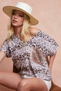 BiBi Leopard Stripe Printed Jersey T-Shirt