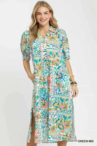 Umgee Folk Print Midi Dress with Side Pockets 100100974411206 62 Affordable Fashion Under $100 Jerry's Apparel 