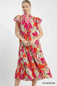Umgee Mix Bold Floral Tiered Midi Dress 100100924981283 62 Affordable Fashion Under $100 Jerry's Apparel 