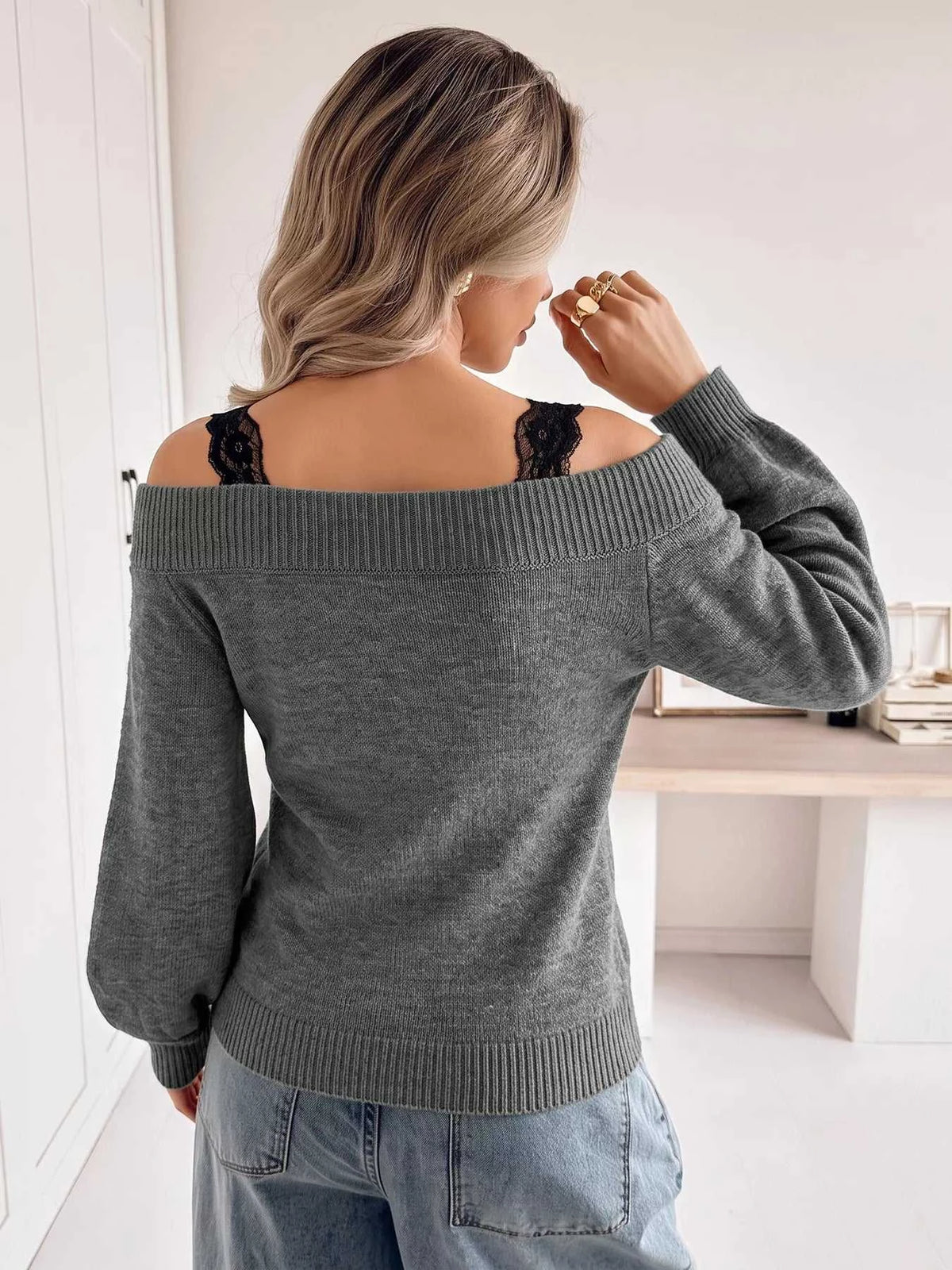 Off-Shoulder Lace Trim Sweater 100100123351801 43 Affordable Fashion Under $100 Jerry's Apparel 