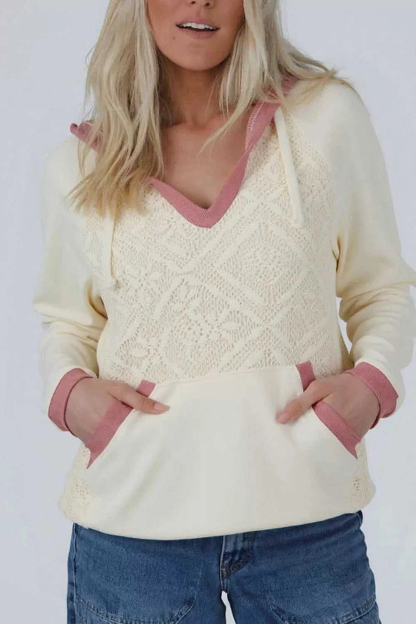 Crochet Knit Contrast Trim Hoodie 101001831201089 52 Affordable Fashion Under $100 Jerry's Apparel 