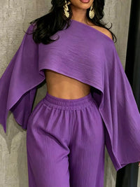 Boat Neck Crop Top and Wide-Leg Pants Set 101001634822589 57 Affordable Fashion Under $100 Jerry's Apparel 