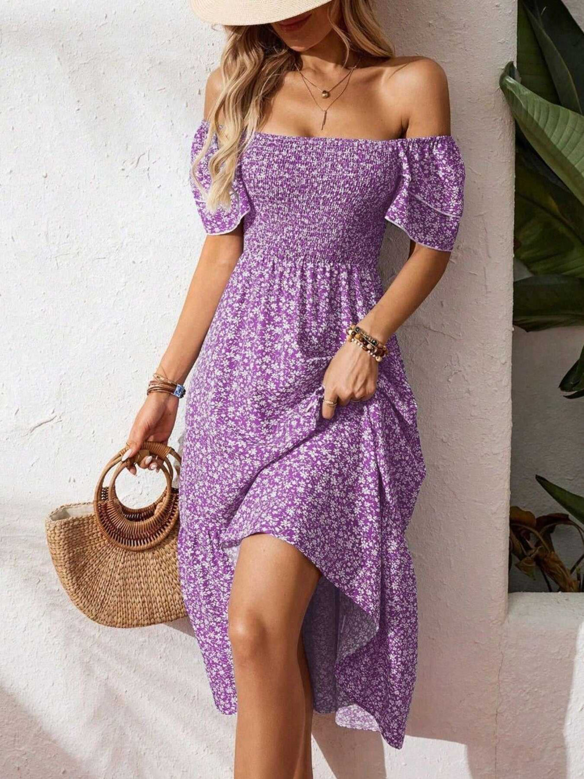 Floral Print Smocked Ruffle Sleeves Dress 100100039252836 42 Affordable Fashion Under $100 Jerry's Apparel 