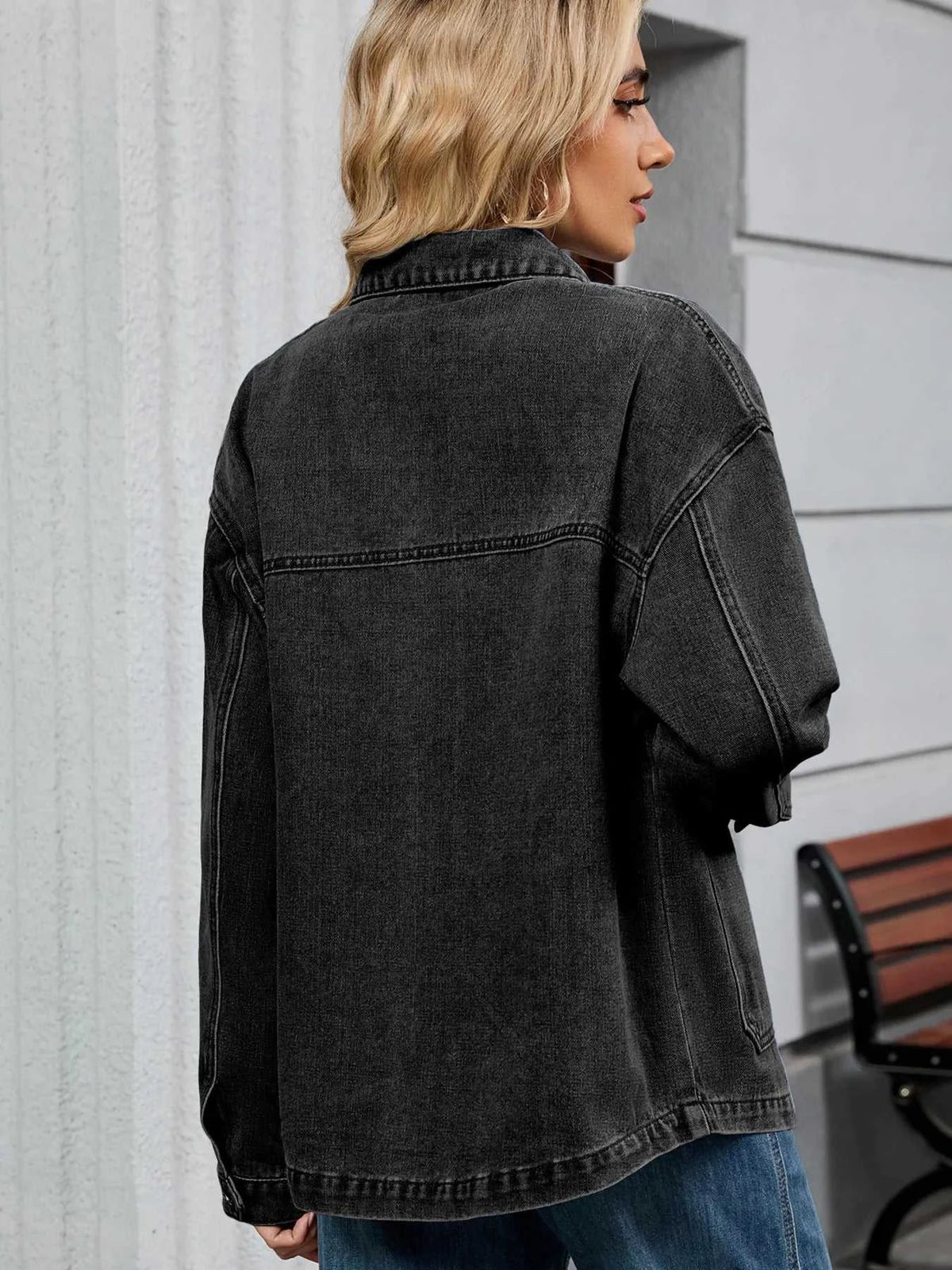 Washed Oversized Button Down Denim Jacket 100100406809347 62 Affordable Fashion Under $100 Jerry's Apparel 
