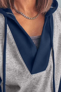 Color Block Patchwork V Neck Drawstring Hoodie 100100002533763 54 Affordable Fashion Under $100 Jerry's Apparel 