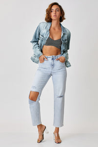 Button Up Ombre Washed Jacket