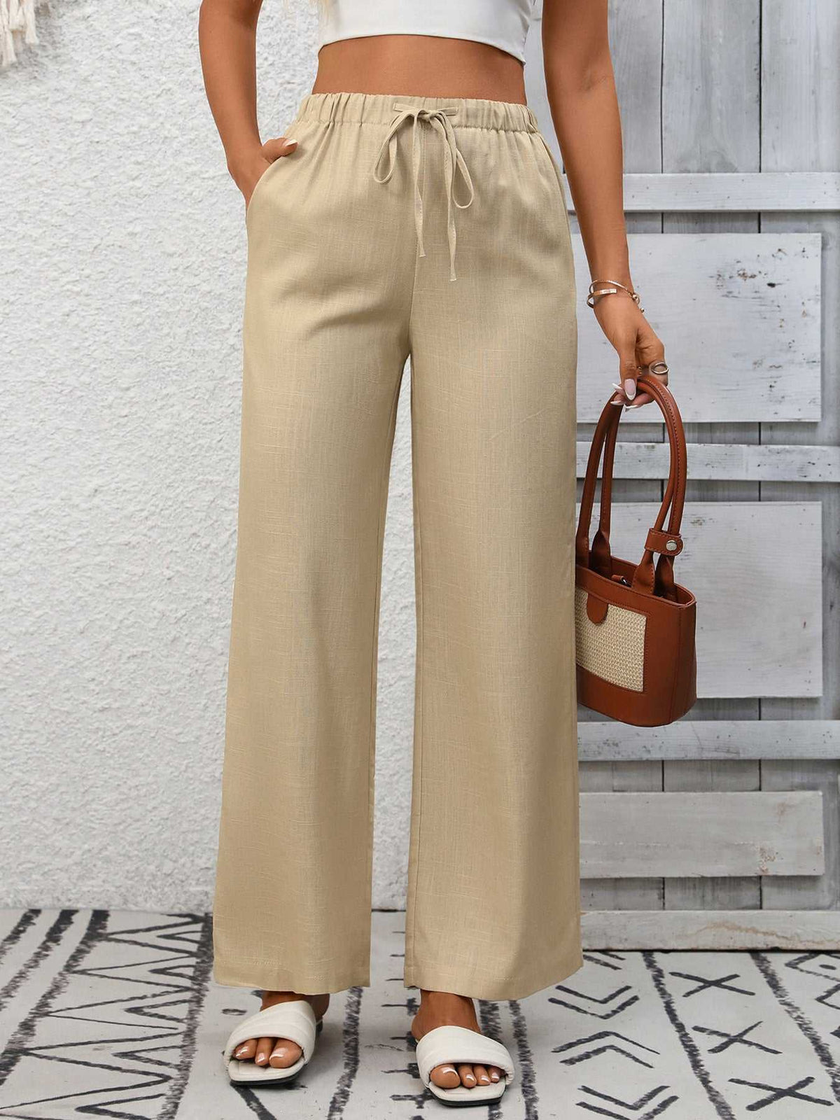 Drawstring High Waist Wide Leg Pants 100100990618349 39 Affordable Fashion Under $100 Jerry's Apparel 