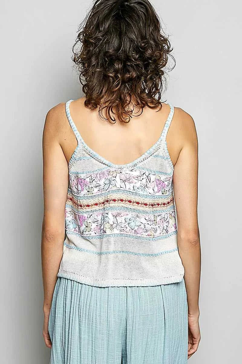 POL Printed Contrast Button Down Cami with Trim Detail and Blanket Stitch 100100528831650 62 Affordable Fashion Under $100 Jerry's Apparel 