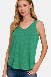 Curved Hem Round Neck Tank