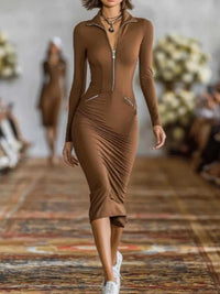 Full Size Zip-Front Bodycon Midi Dress Plus Size 101001488194911 56 Affordable Fashion Under $100 Jerry's Apparel 
