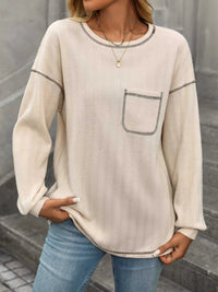 Casual Pocket Detail Long Sleeve T-Shirt 100100634941876 34 Affordable Fashion Under $100 Jerry's Apparel 
