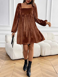 Velvet Square Neck Long Sleeve Dress 100100004568053 56 Affordable Fashion Under $100 Jerry's Apparel 
