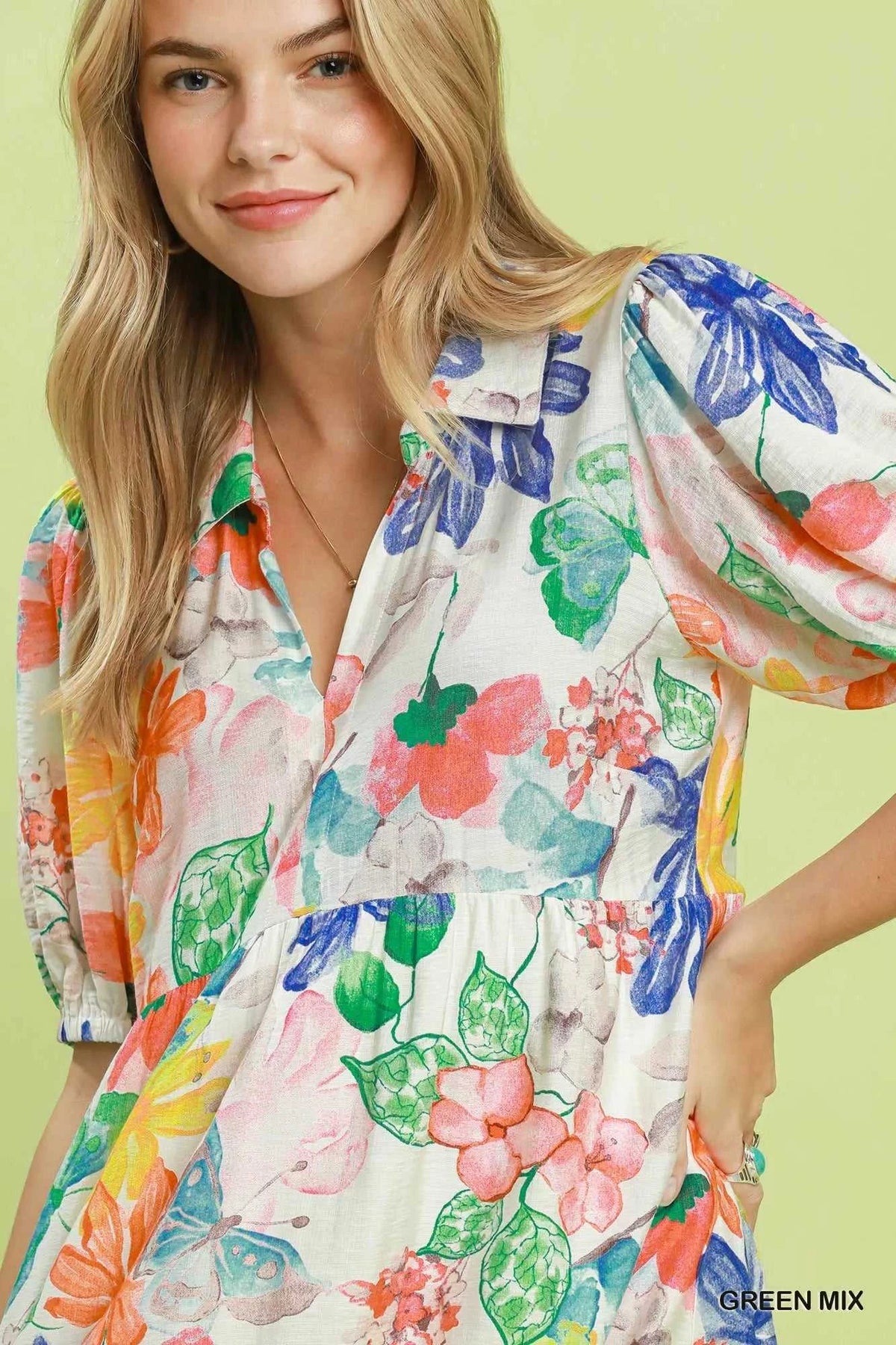 Umgee Watercolor Floral Tiered Midi Dress 100100802011336 62 Affordable Fashion Under $100 Jerry's Apparel 