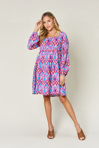 Full Size Printed Long Sleeve Dress