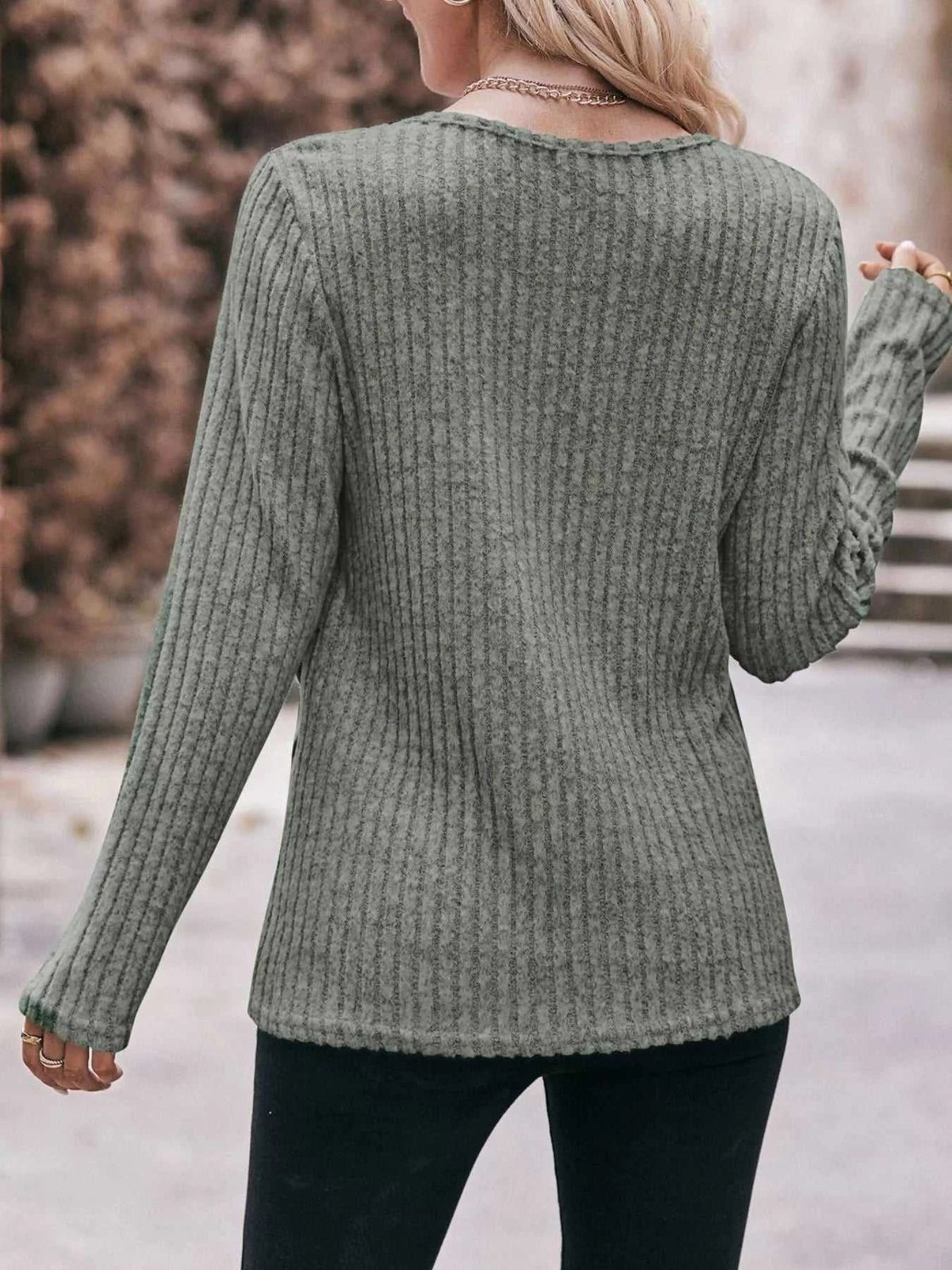 Ribbed Knit Long Sleeve T-Shirt 100100676091737 30 Affordable Fashion Under $100 Jerry's Apparel 