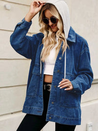Oversized Button Up Denim Jacket with Hood 100100876233269 72 Affordable Fashion Under $100 Jerry's Apparel 